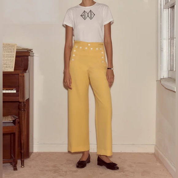 Bode Pants - Bode Riding Twill Sailor Trousers Pants - Yellow - W25 - NEW